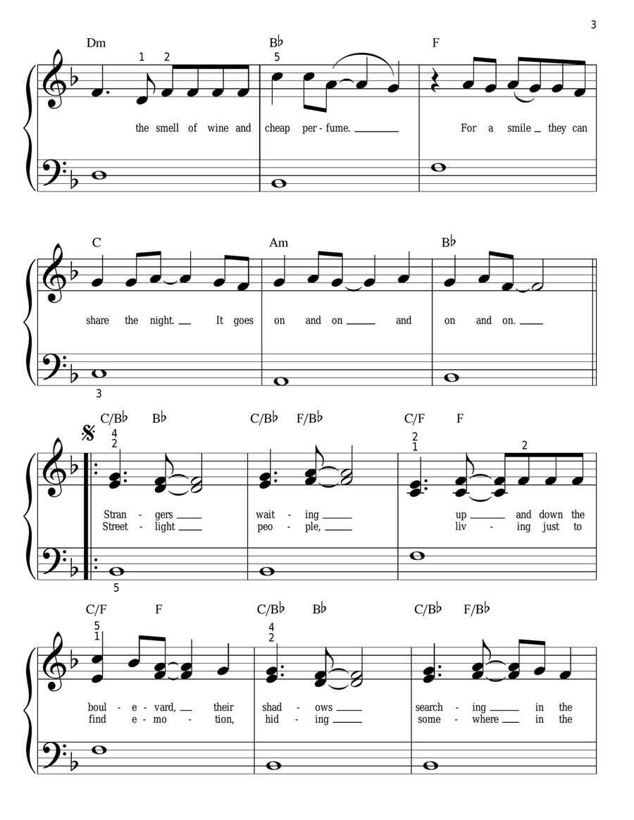 Don't Stop Believin' Easy Piano scores gallery preview page 3