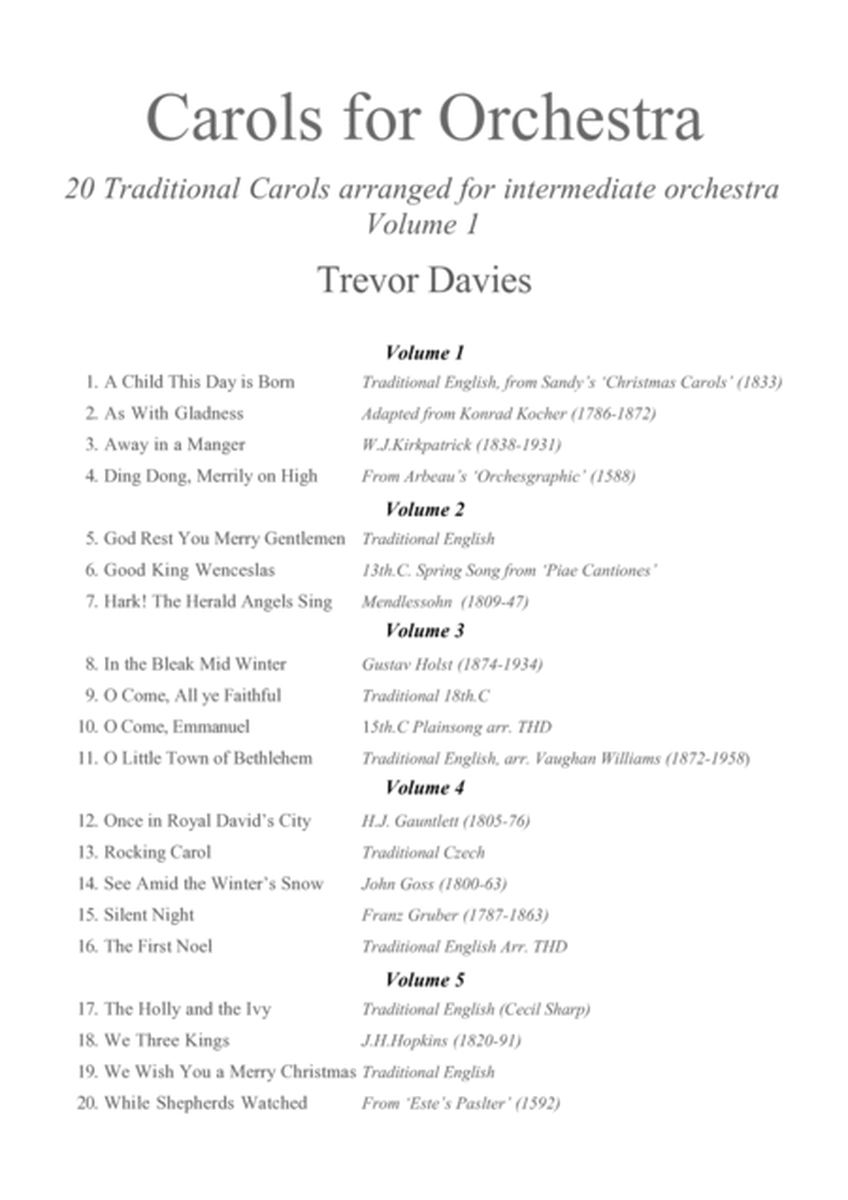 20 Carols for Orchestra Volume 1