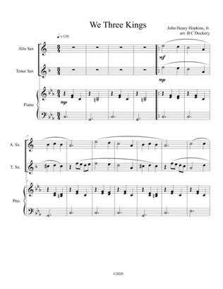 Book cover for We Three Kings (alto and tenor sax duet) with optional piano accompaniment