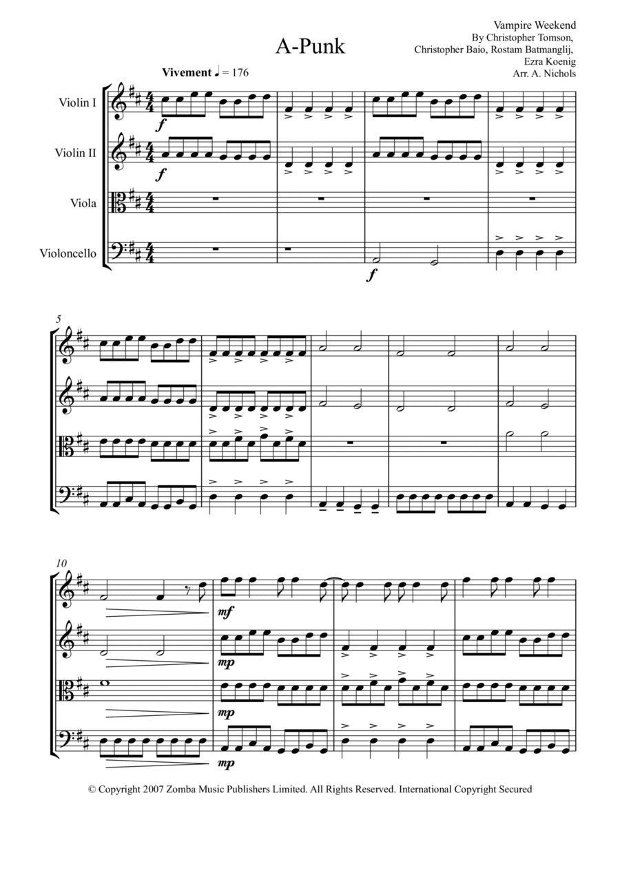A-Punk A-Punk String Quartet scores gallery preview page 1