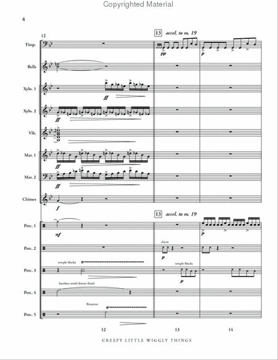 Creepy Little Wiggly Things Percussion Ensemble scores gallery preview page 5