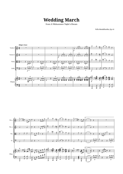 Wedding March by Mendelssohn for String Quartet and Piano image number null
