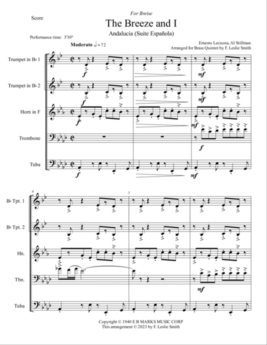 Breeze And I Brass Ensemble scores gallery preview page 2