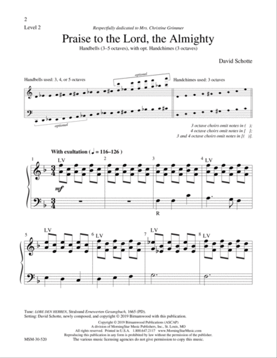 Praise to the Lord, the Almighty 5-Octaves scores gallery preview page 2