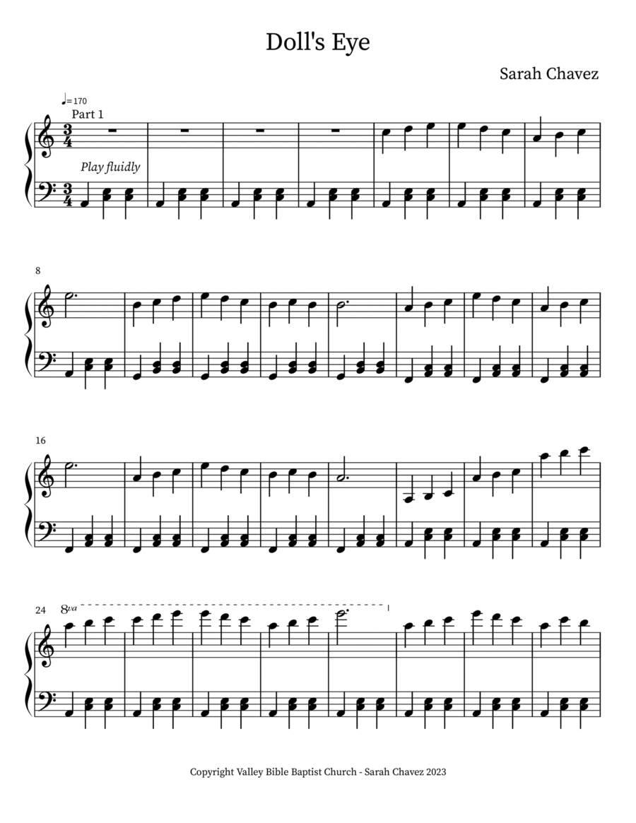 Doll's Eye Piano Solo scores gallery preview page 1