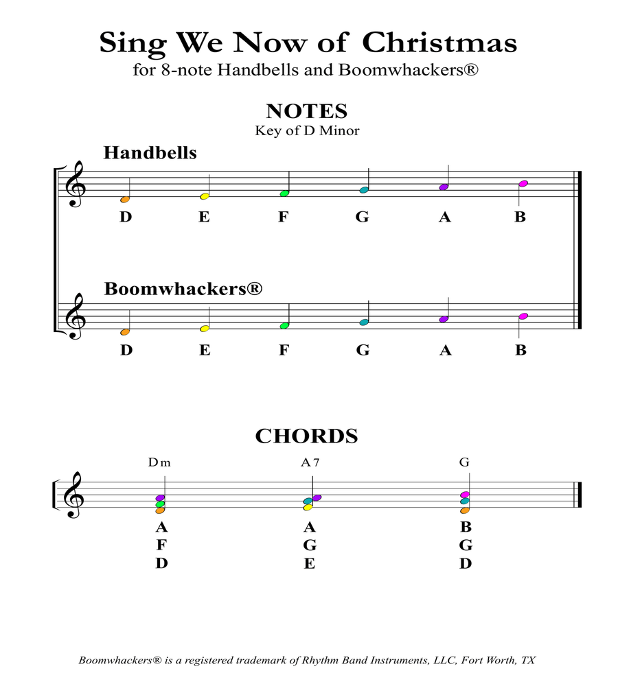 Sing We Now of Christmas for 8 note Bells and Boomwhackers with