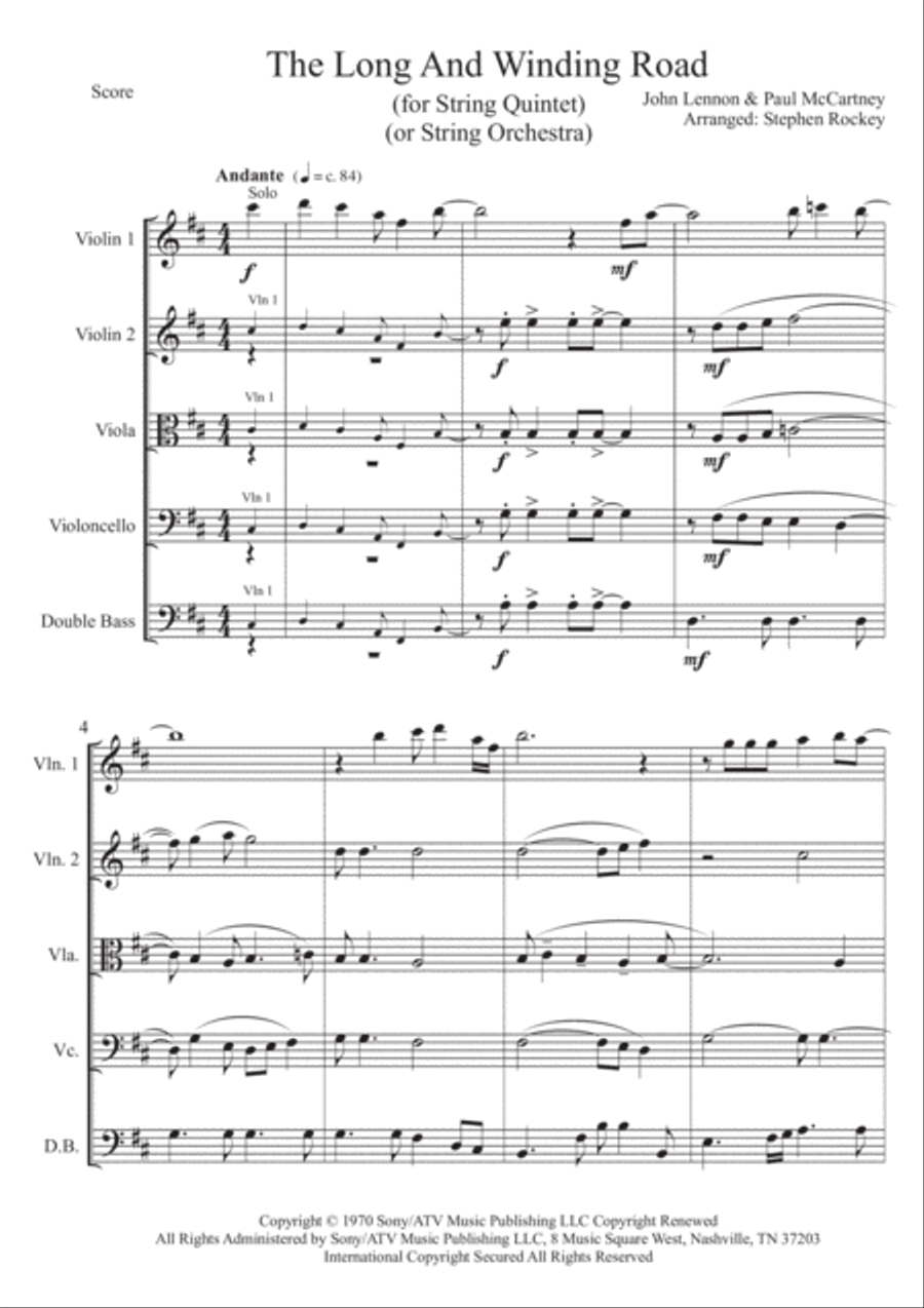 The Long And Winding Road String Quintet scores gallery preview page 3