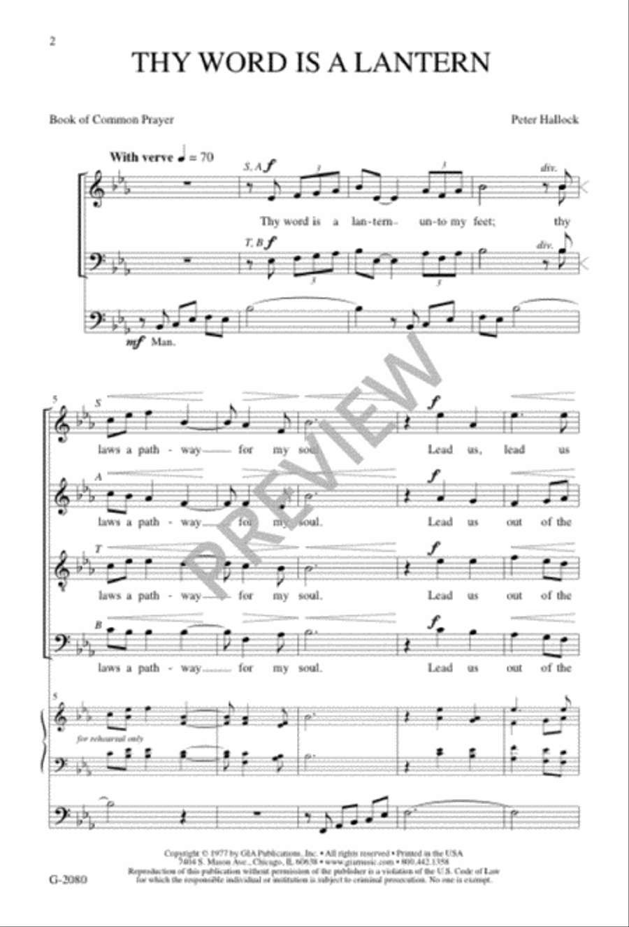 Thy Word Is a Lantern Thy Word Is a Lantern 4-Part scores gallery preview page 2