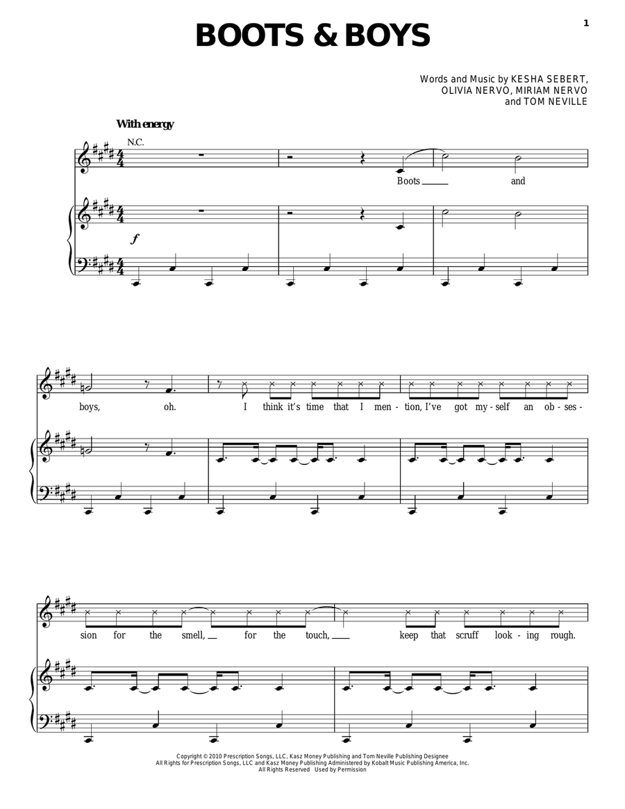 Boots & Boys Boots & Boys Piano, Vocal, Guitar scores gallery preview page 1