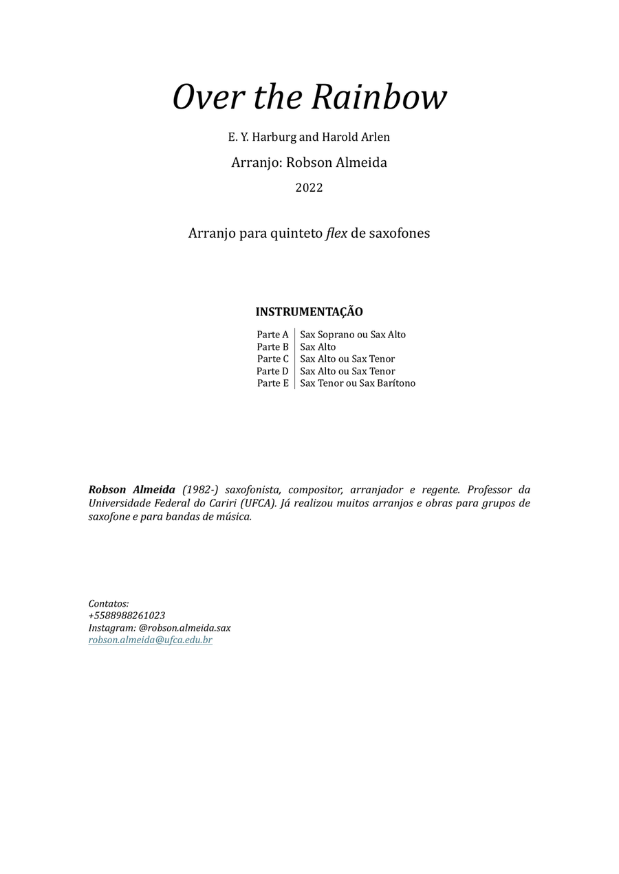 Over The Rainbow Over The Rainbow Woodwind Quintet scores gallery preview page 1