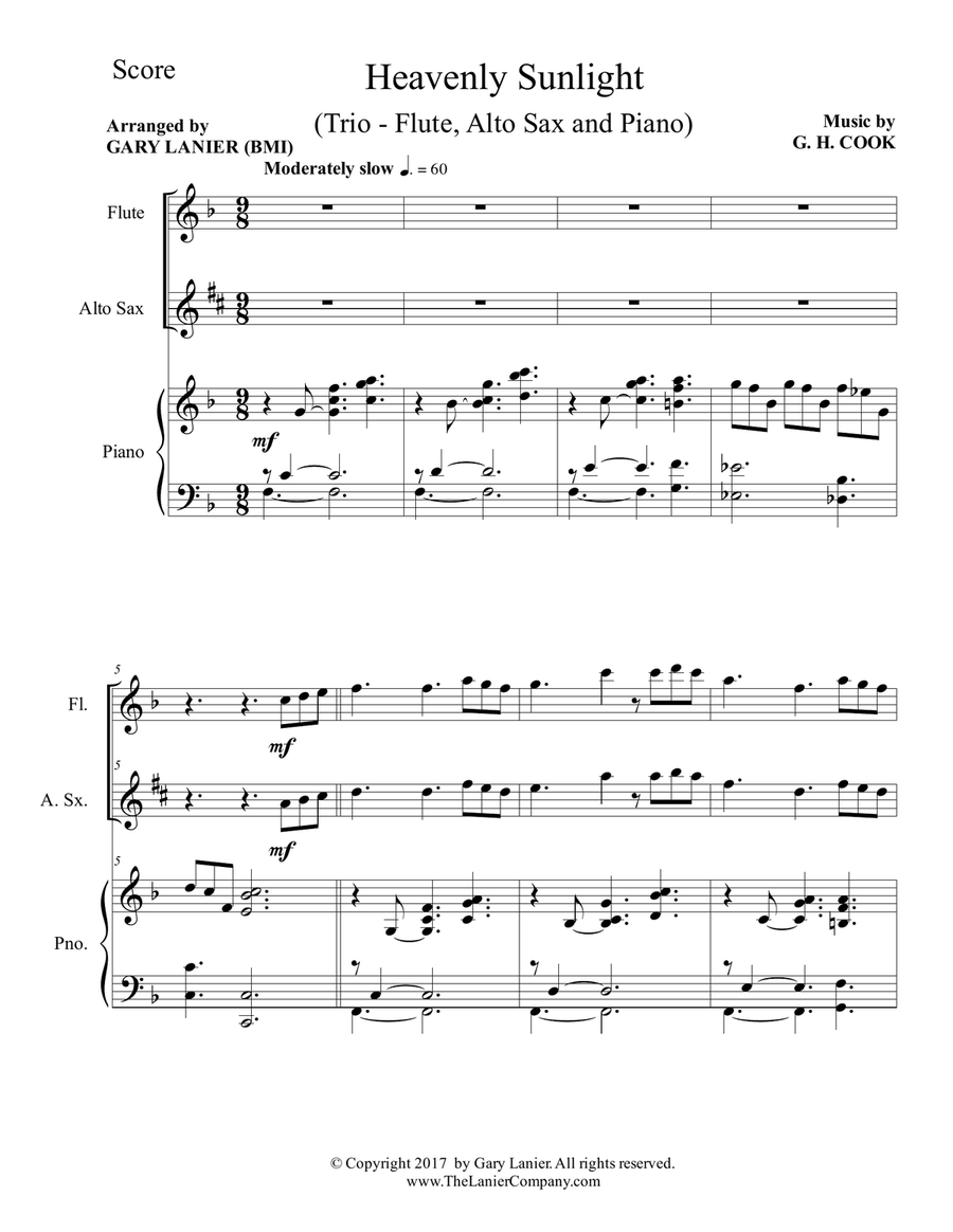 HEAVENLY SUNLIGHT (Trio - Flute, Alto Sax & Piano with Score/Parts) Woodwind Duet scores gallery preview page 2