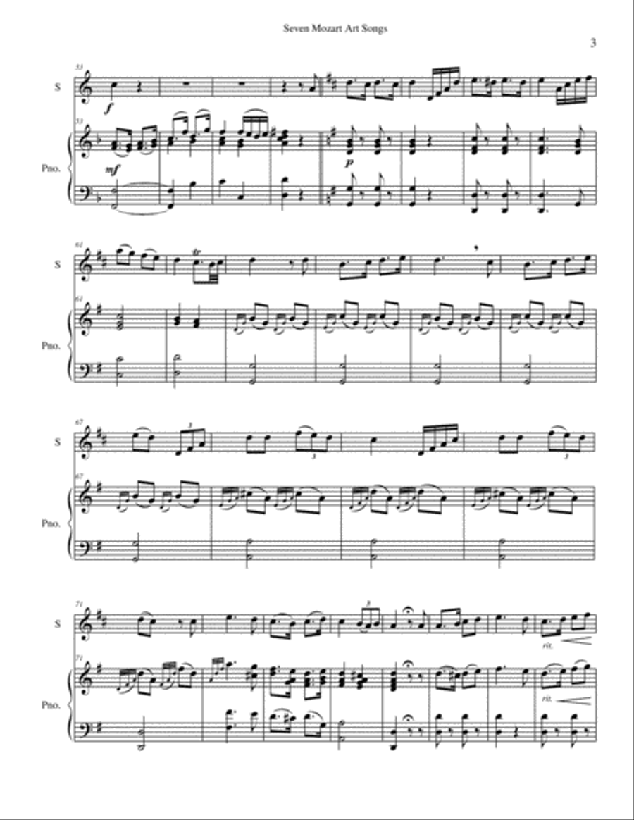 Seven Mozart Art Songs Horn scores gallery preview page 3
