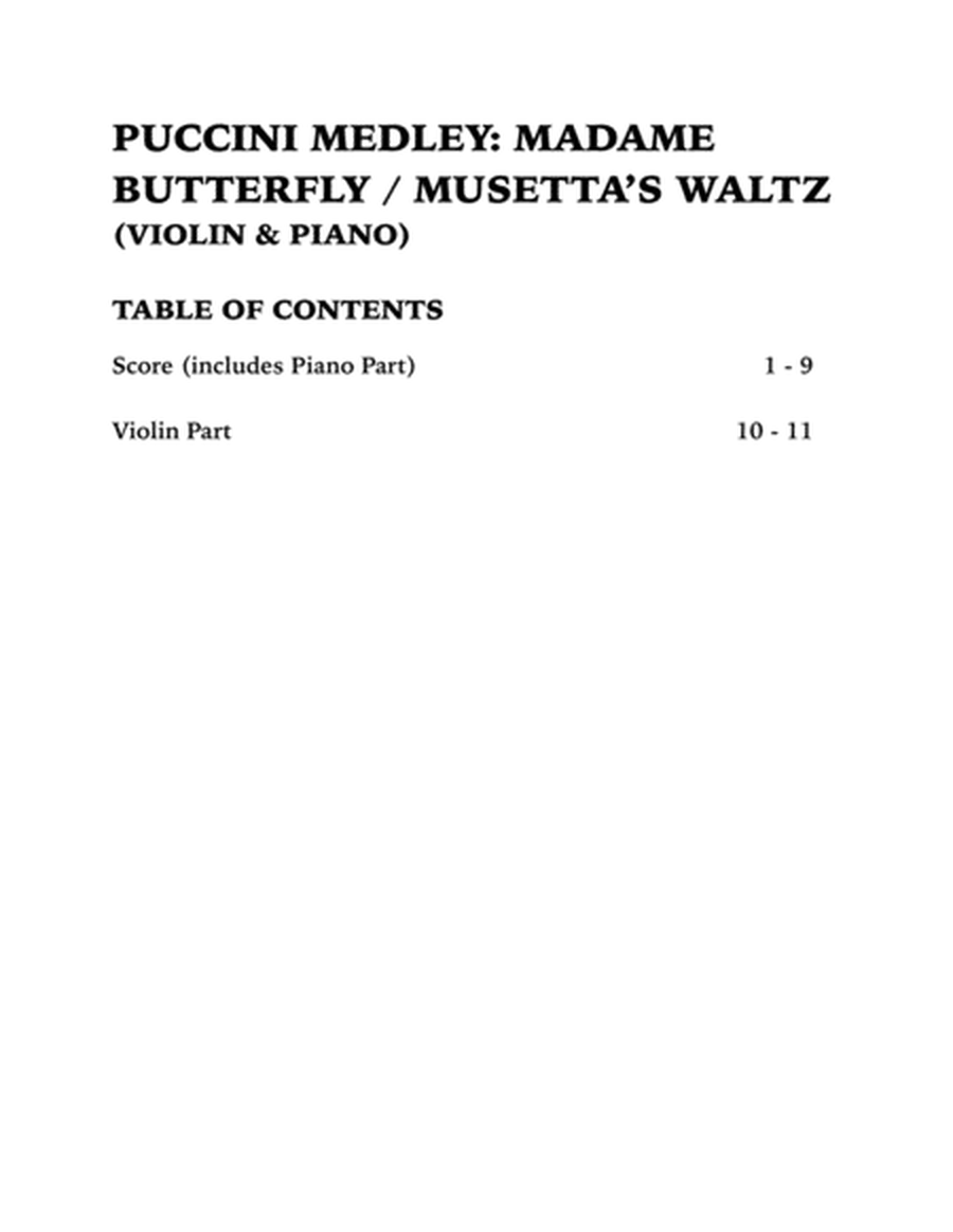 Puccini Medley: Un Bel Di / Musetta's Waltz (Violin and Piano) image number null
