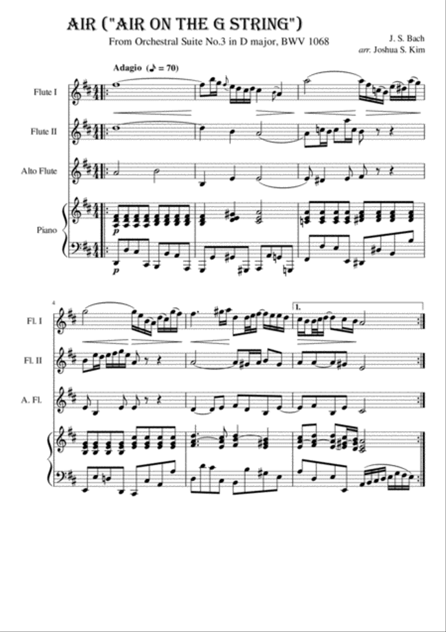 Air on the G-String for Flute Trio with Bass Flute scores gallery preview page 2