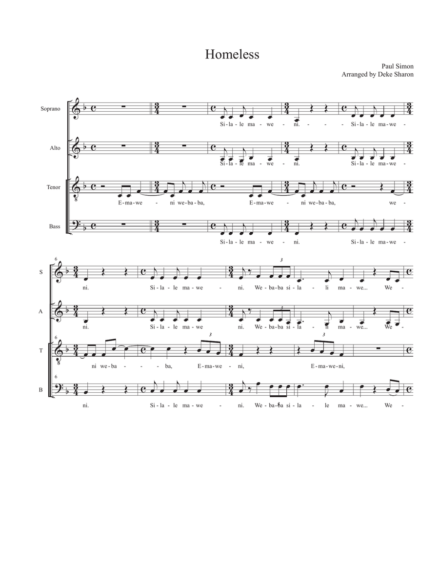 Homeless 4-Part scores gallery preview page 1