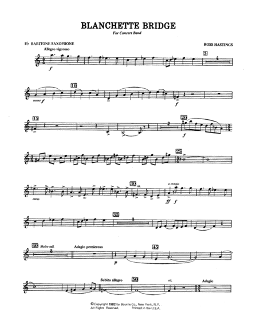 Blanchette Bridge - Eb Baritone Sax Concert Band scores gallery preview page 1