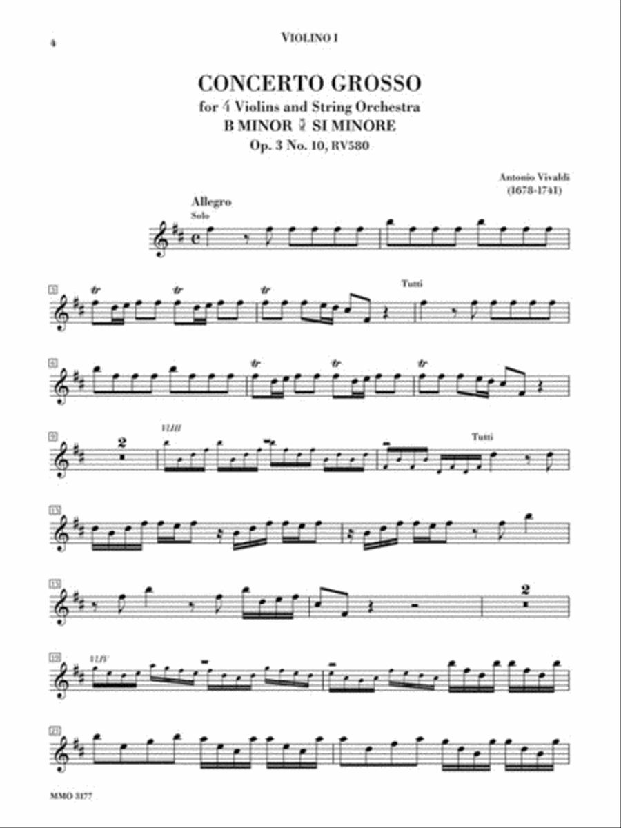 Vivaldi – Concerto for Four Violins in B minor, Op. 3, No. 10, RV580 Violin Solo scores gallery preview page 3