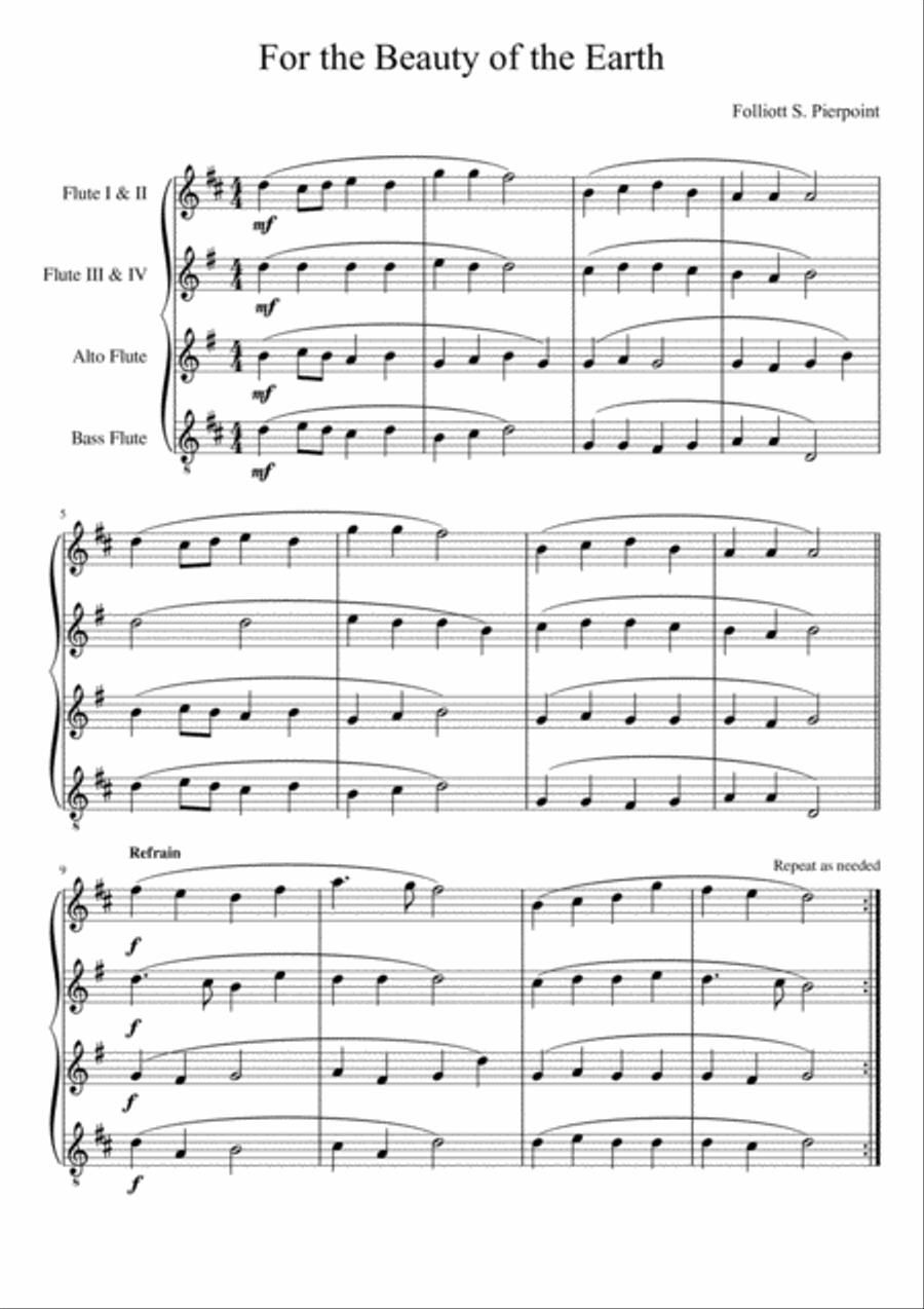 For the Beauty of the Earth Woodwind Ensemble scores gallery preview page 2