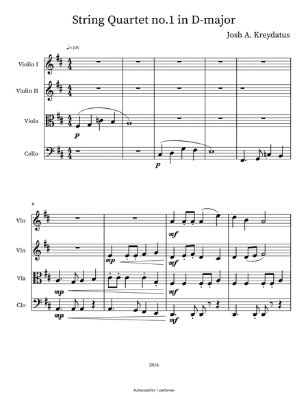 String Quartet no.1 in D-major