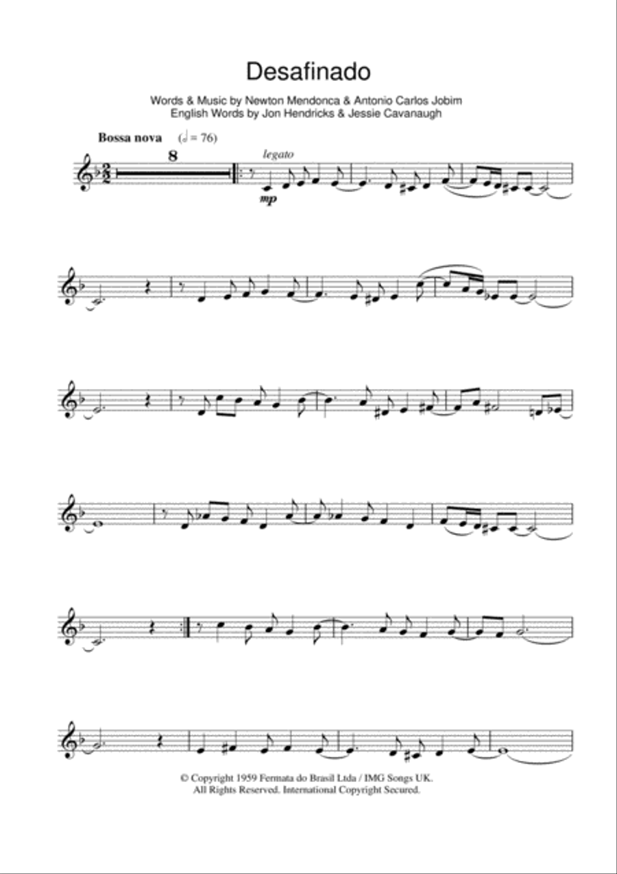Desafinado (Slightly Out Of Tune) Clarinet Solo scores gallery preview page 1