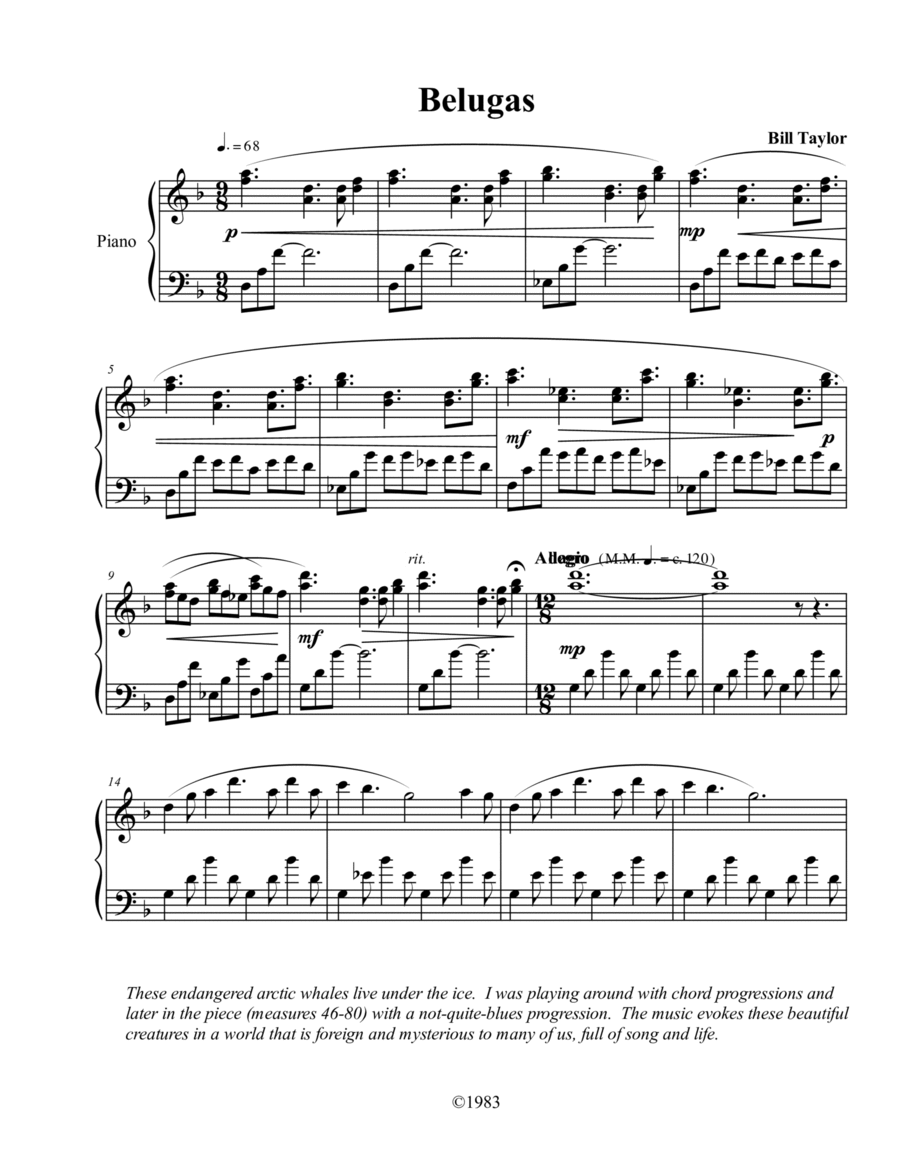 Belugas Piano Solo scores gallery preview page 1