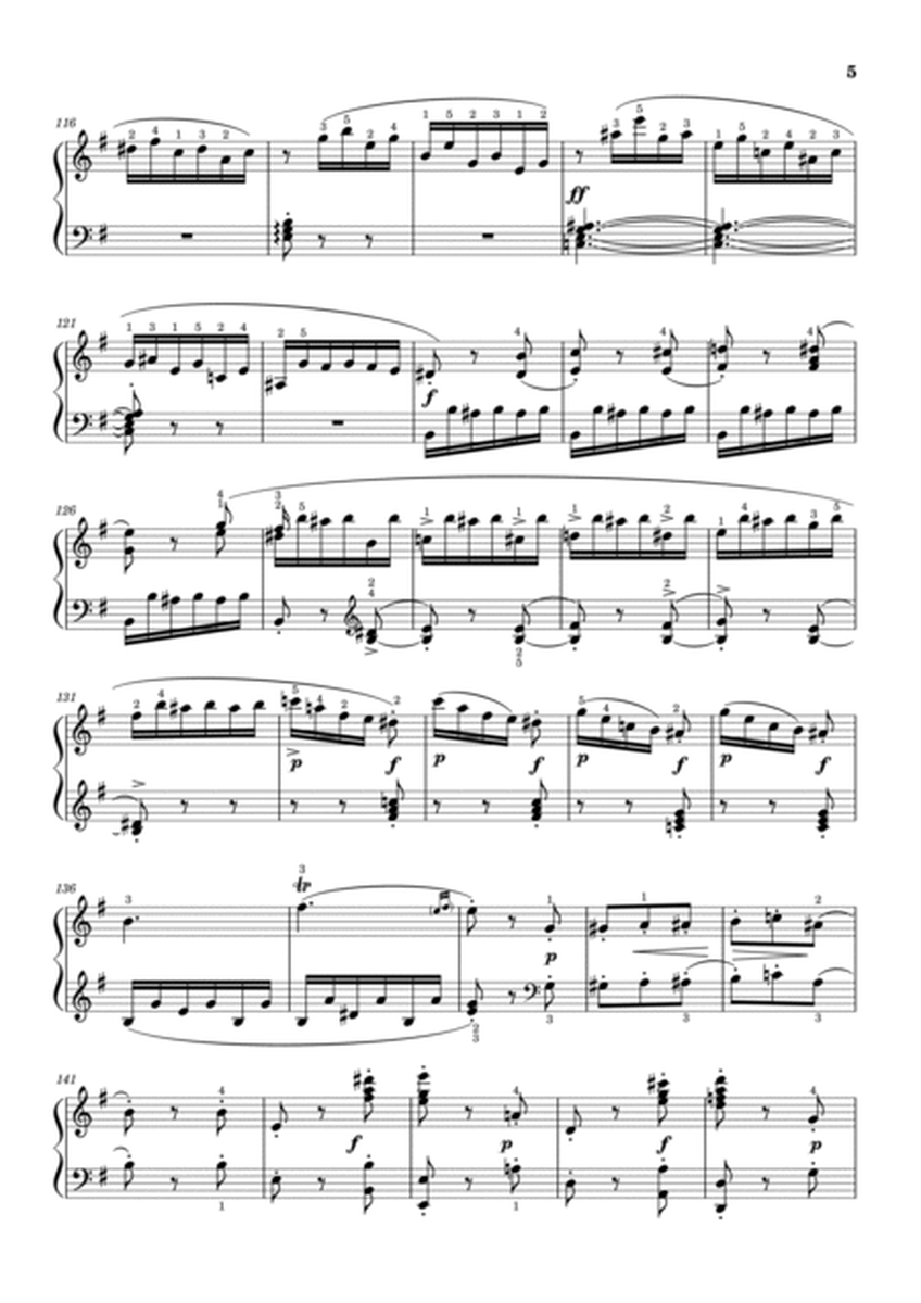 Mozart - Piano Sonata No.5 in G major, K.283 3rd Mov Presto - Original With Fingered For Piano Solo image number null