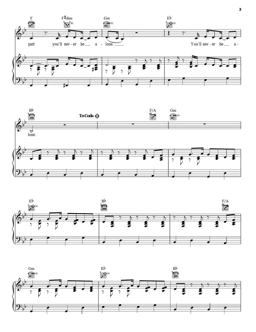 Never Be Alone Piano, Vocal, Guitar scores gallery preview page 3