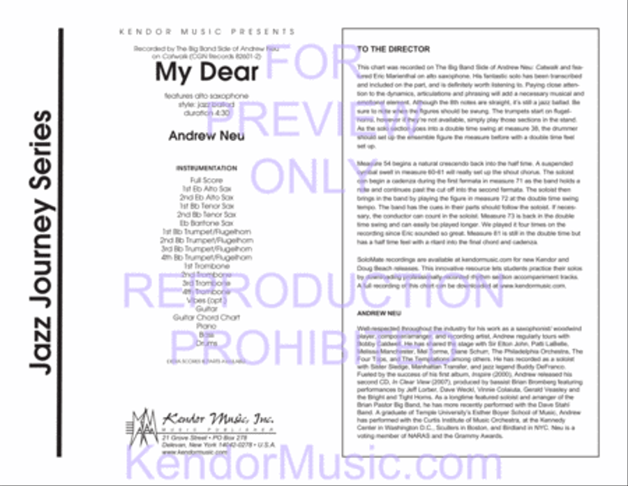 My Dear (Full Score) Jazz Ensemble scores gallery preview page 2