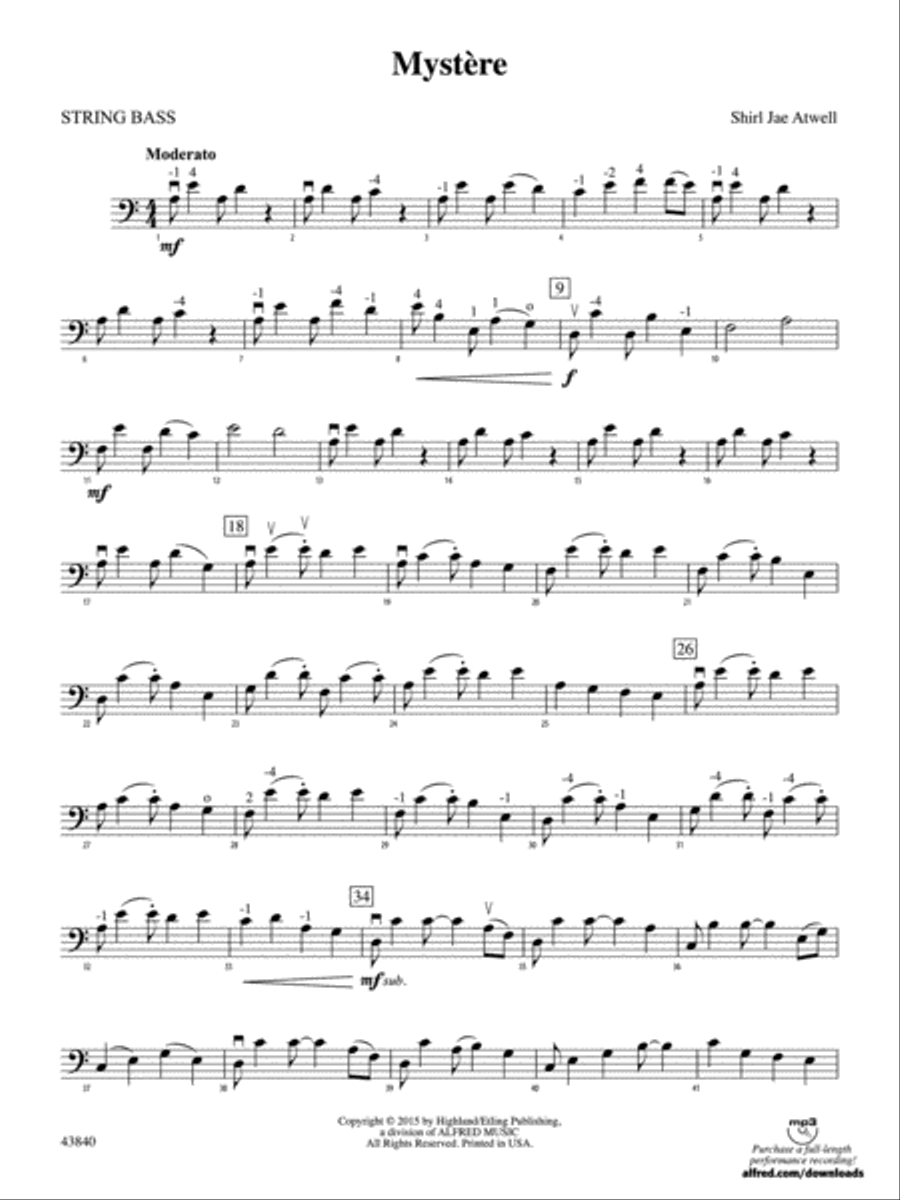 Mystère: String Bass String Orchestra scores gallery preview page 1
