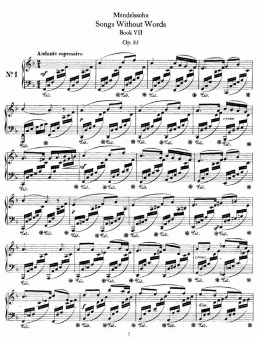 Mendelssohn - Songs Whitout Words Book VII Op. 85