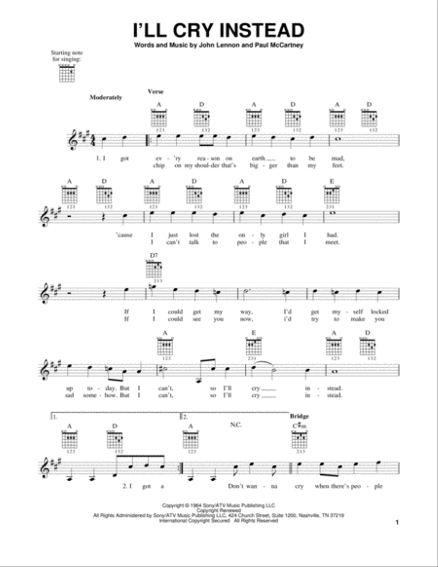 I'll Cry Instead Acoustic Guitar scores gallery preview page 1
