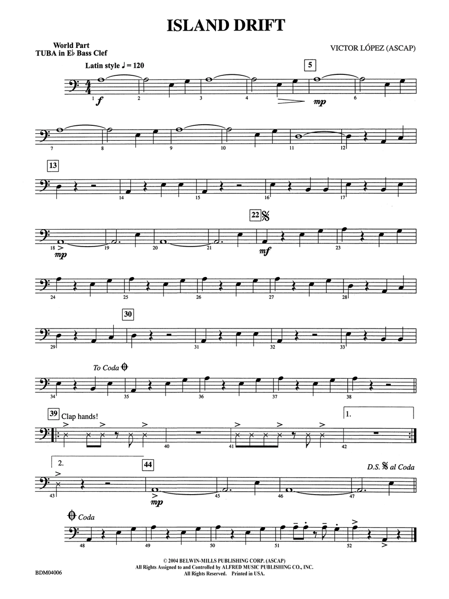 Island Drift: (World Part) E-flat Tuba B.C.