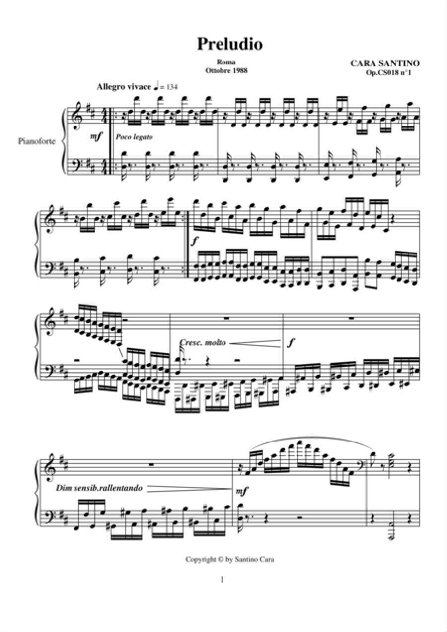 Two Preludes for piano - CS018 4-Part scores gallery preview page 1