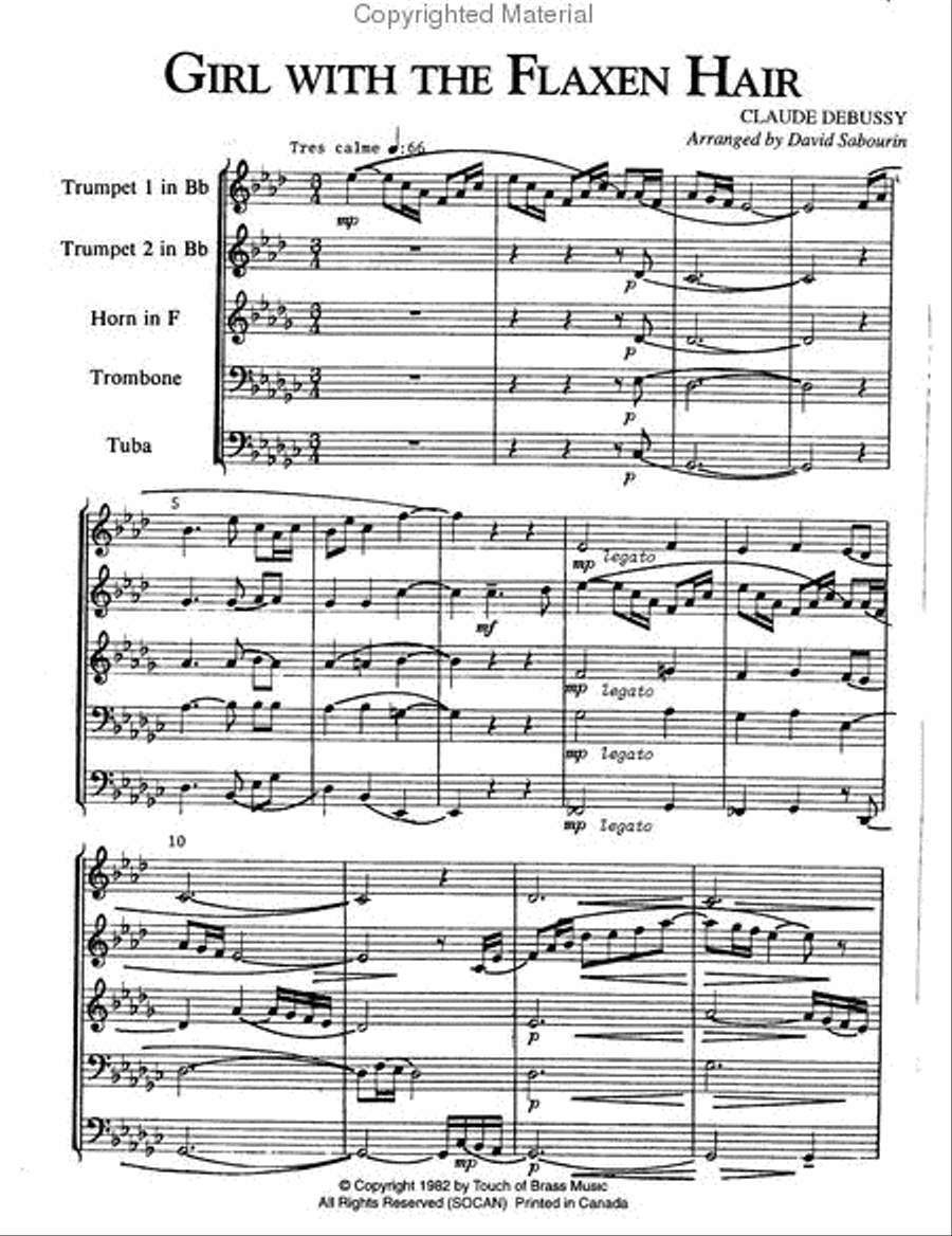 Girl With The Flaxen Hair for Brass Quintet Brass Quintet scores gallery preview page 2