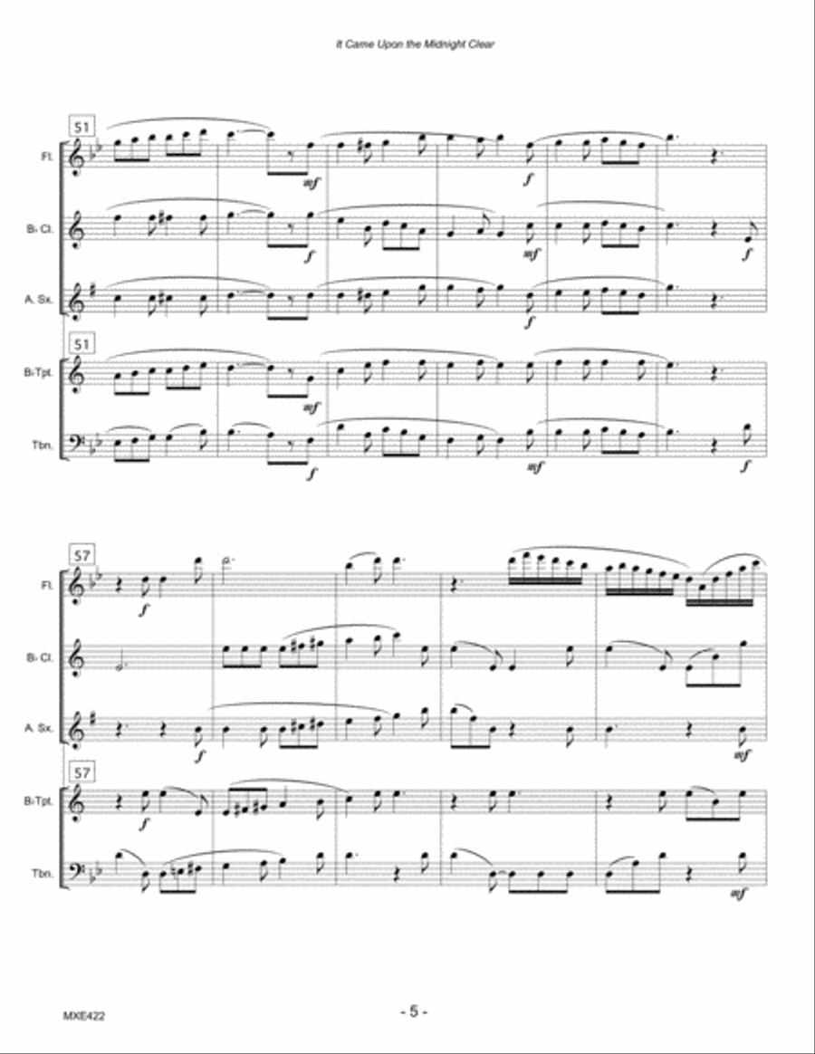 IT CAME UPON THE MIDNIGHT CLEAR - MIXED ENSEMBLE (Quintet) unaccompanied Small Ensemble scores gallery preview page 5
