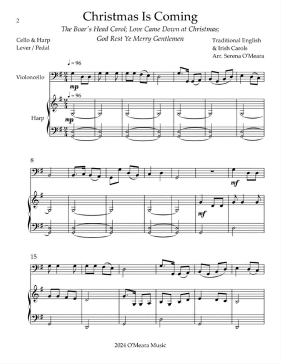 Christmas is Coming, Duet for Cello & Harp