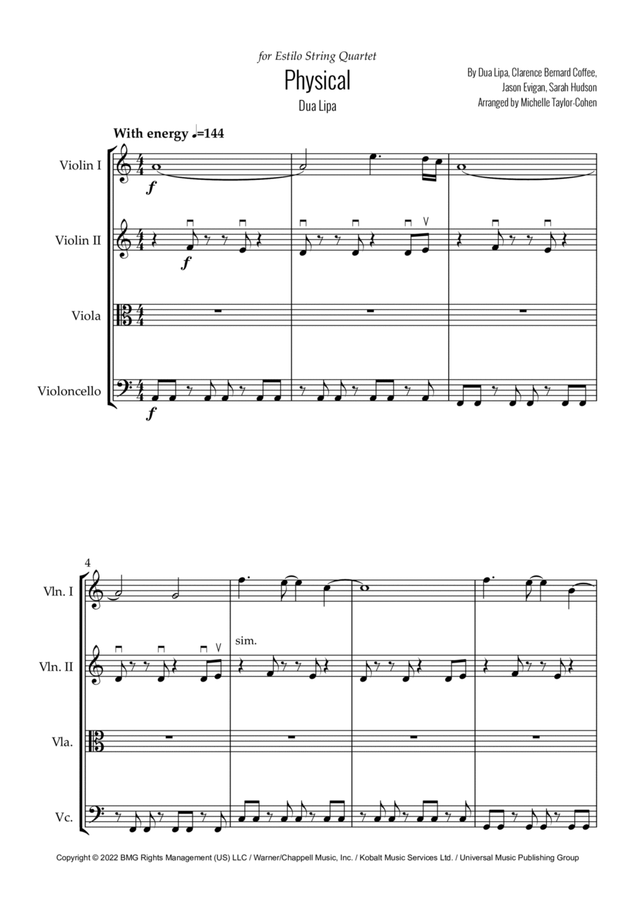 Physical String Quartet scores gallery preview page 1