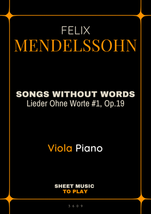 Songs Without Words No.1, Op.19 - Viola and Piano (Full Score and Parts)
