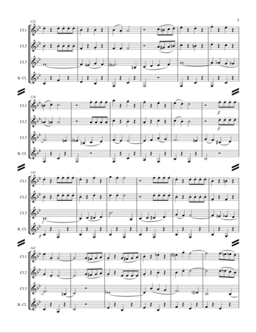 March - “Colonel Bogey” (for Clarinet Quartet) Clarinet Quartet scores gallery preview page 6