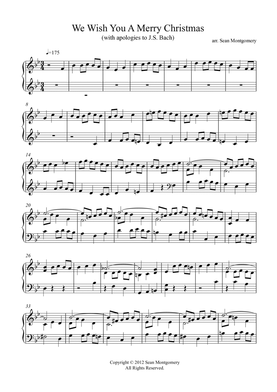 We Wish You A Merry Christmas (with apologies to JS Bach) Piano Solo scores gallery preview page 1