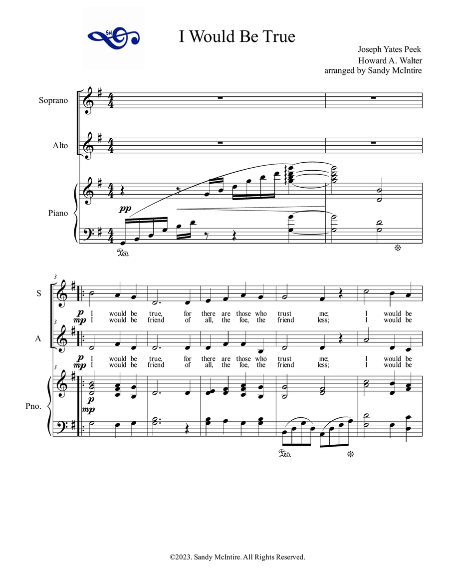 I Would Be True Alto Voice scores gallery preview page 1