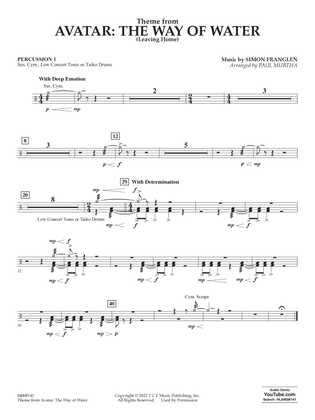 Book cover for Theme from Avatar: The Way of Water (arr. Paul Murtha) - Percussion 1