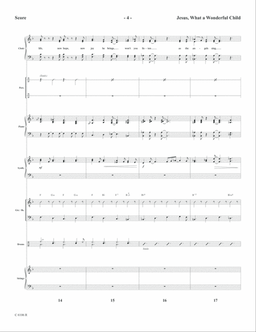 Jesus, What a Wonderful Child with Amen Piano Accompaniment scores gallery preview page 6
