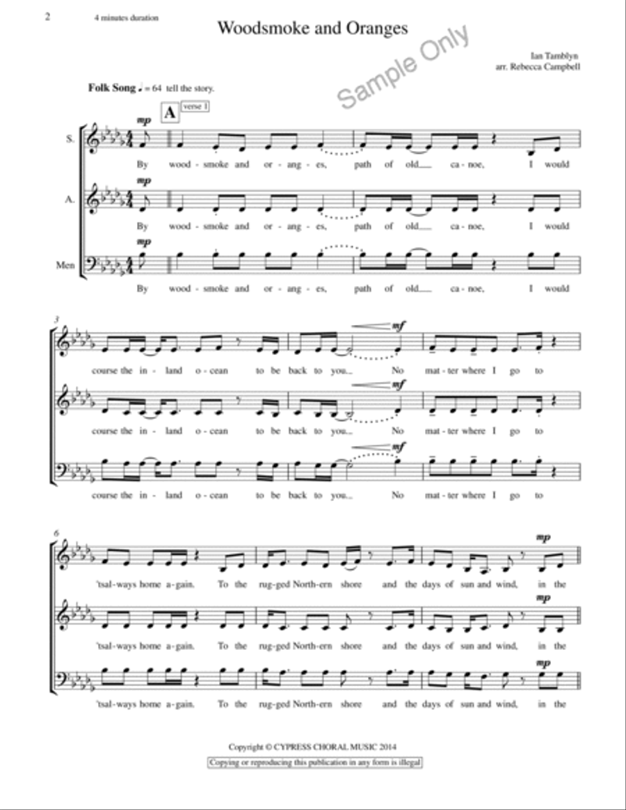 Woodsmoke And Oranges Woodsmoke And Oranges 4-Part scores gallery preview page 2
