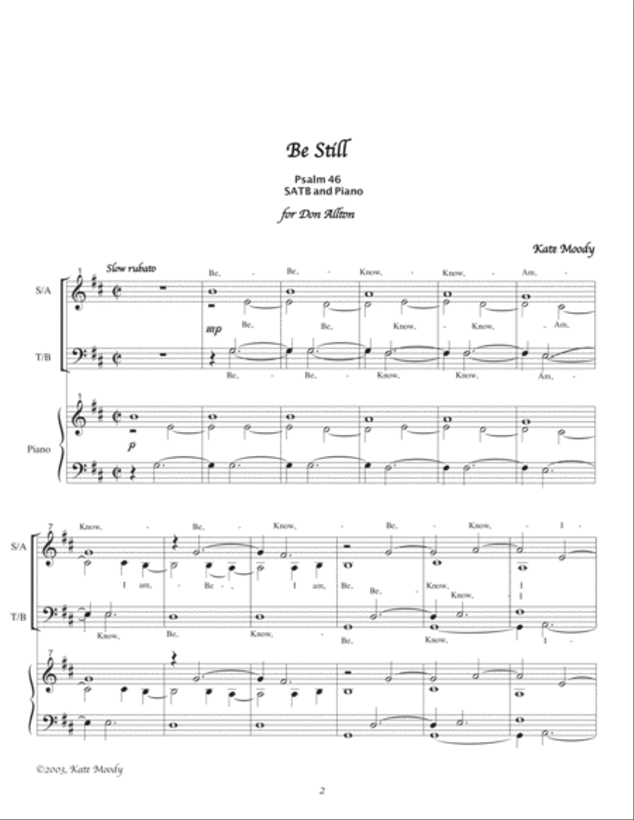 Be Still (Psalm 46) 4-Part scores gallery preview page 2