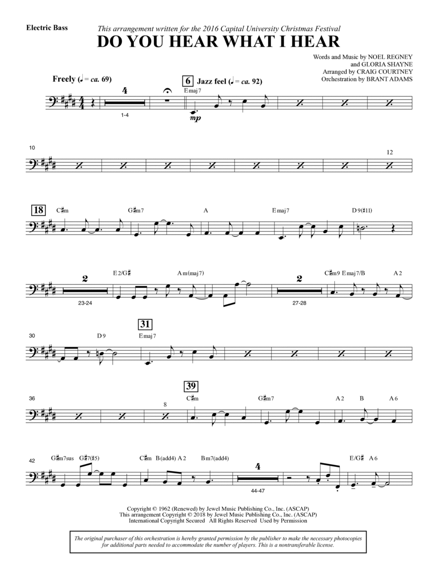 Do You Hear What I Hear (arr. Craig Courtney) - Electric Bass Choir scores gallery preview page 1