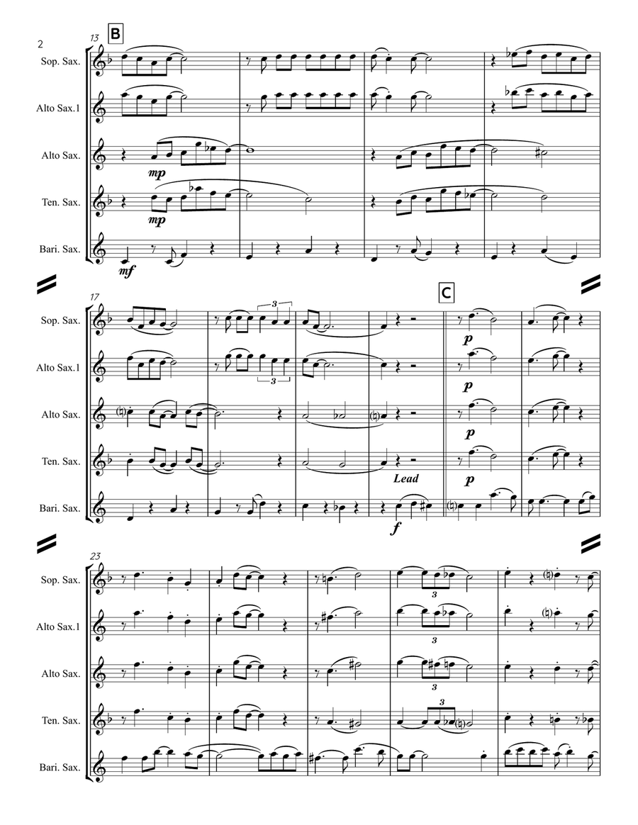 Teach Me Tonight Saxophone Quartet scores gallery preview page 3