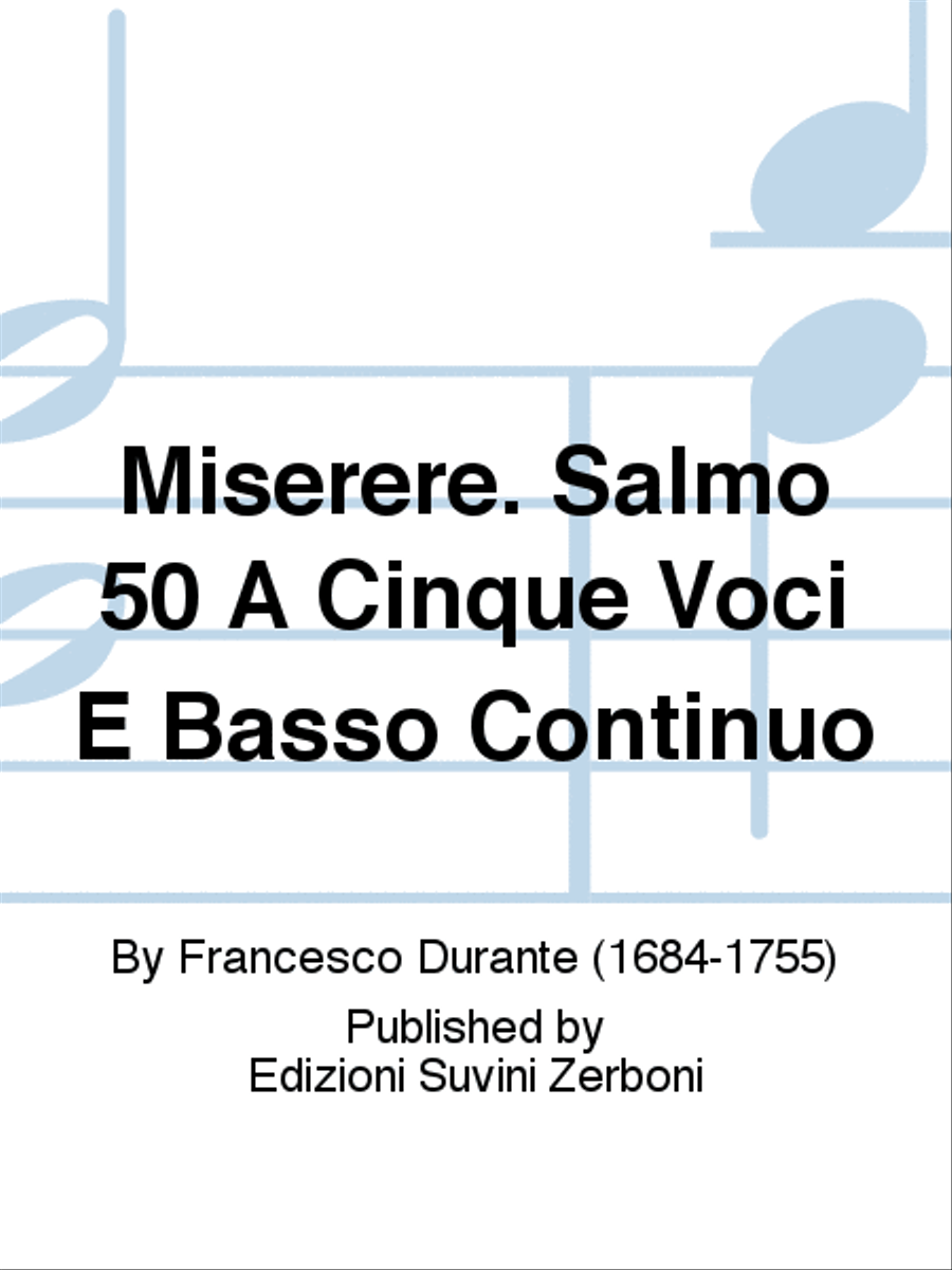 Miserere. Salmo 50 A Cinque Voci E Basso Continuo