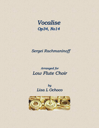 Book cover for Vocalise Op34, No14 for Low Flute Choir