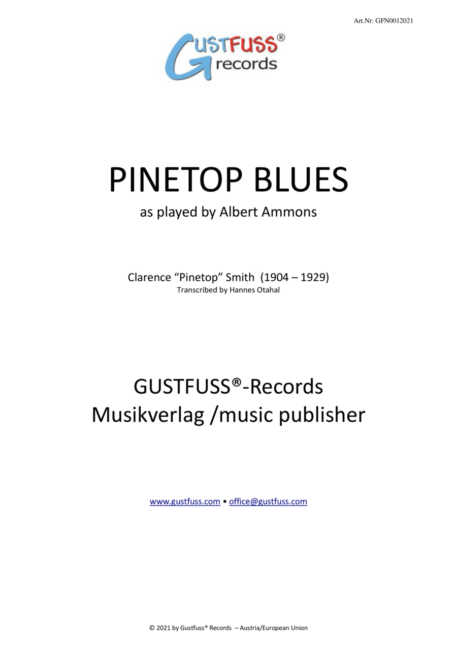 Pinetop Blues (Albert Ammons Transcription) Piano Solo scores gallery preview page 1
